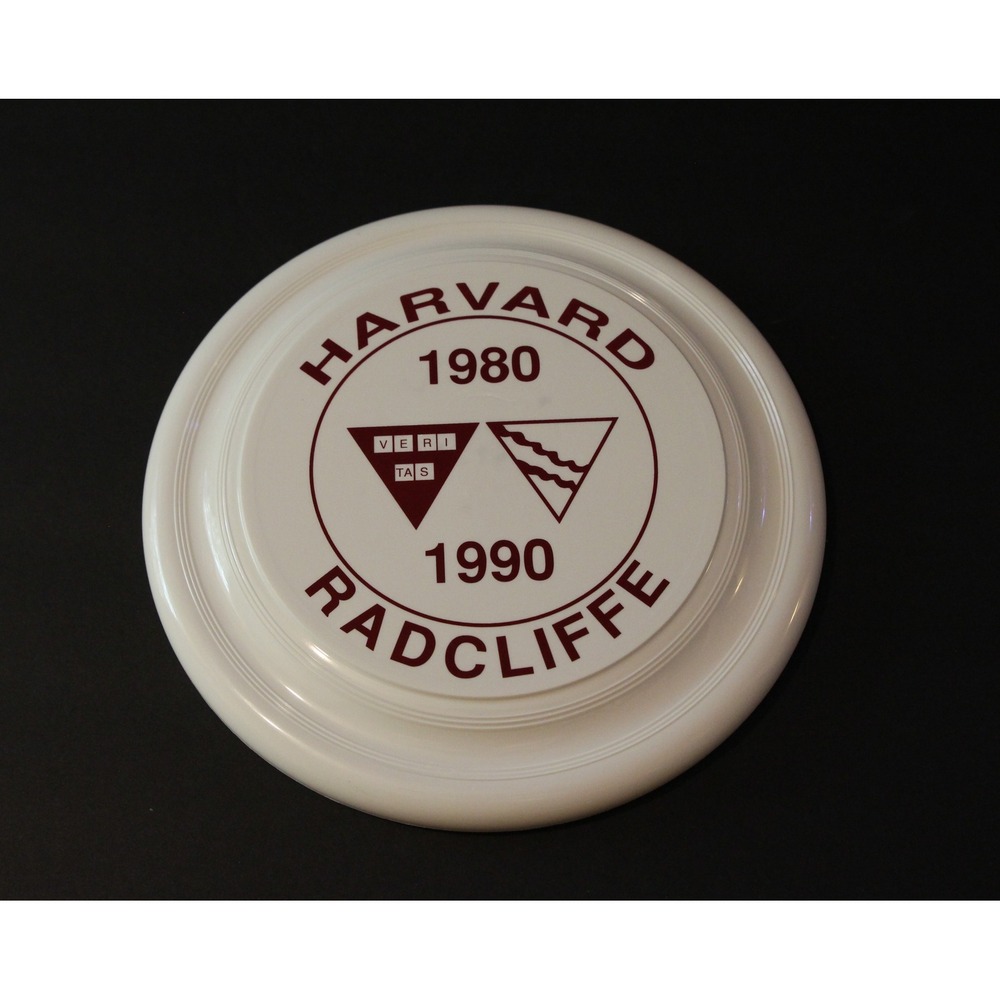 HARVARD Frisbee 1980-1990 Radcliffe . Vintage Plastic White. 9 1/4" Diameter (m)
